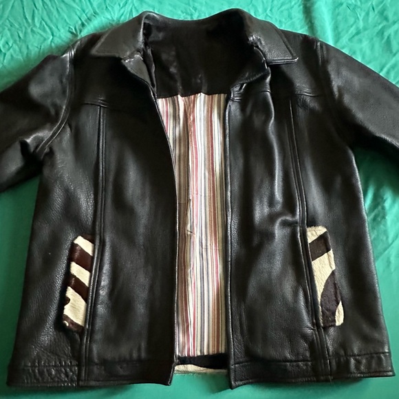 HEAVY Leather jacket- BULL HIDE and (faux) zebra hair - Picture 2 of 16